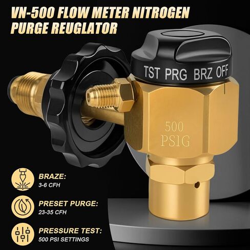 Siasky VN-500 Nitrogen Regulator - 4 Working Modes (TST/PRG/BRZ/OFF) - 0-500PSI Pressure Adjustment for Precision Nitrogen Purge in Kuwait