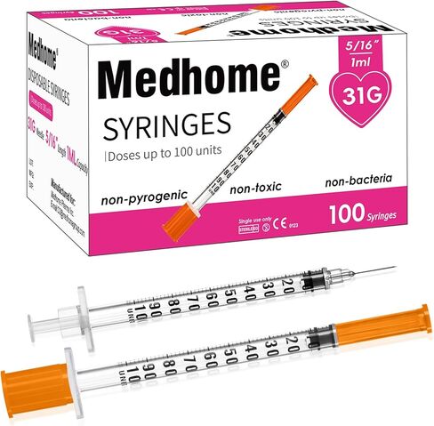 1ml 31G 5/16 Inch 8mm Syringe, Lab Syringes Individually Wrapped, Pack of 100 in Kuwait