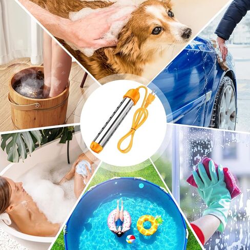2000W Immersion Water Heater, High Power Bucket Heater with Auto Shut-Off & 304 Stainless Steel Guard, Rapid Heating Element with Digital Thermometer for Inflatable Pool, Bathtub & Home Cleaning in Kuwait