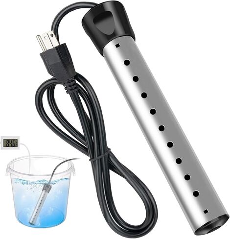 سخان مياه غاطس 2000 وات، سخان مياه كهربائي محمول مع 304 من الفولاذ المقاوم للصدأ، سخان تسخين سريع مع مقياس حرارة، مثالي للدلو وحوض الاستحمام وحمام السباحة الصغير والمنزل والمزارع والتخييم والاستخدام الخارجي in Kuwait