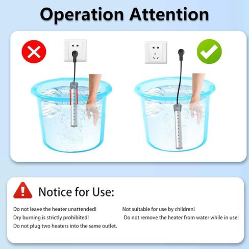 سخان مياه غاطس 2000 وات، سخان مياه كهربائي محمول مع 304 من الفولاذ المقاوم للصدأ، سخان تسخين سريع مع مقياس حرارة، مثالي للدلو وحوض الاستحمام وحمام السباحة الصغير والمنزل والمزارع والتخييم والاستخدام الخارجي in Kuwait