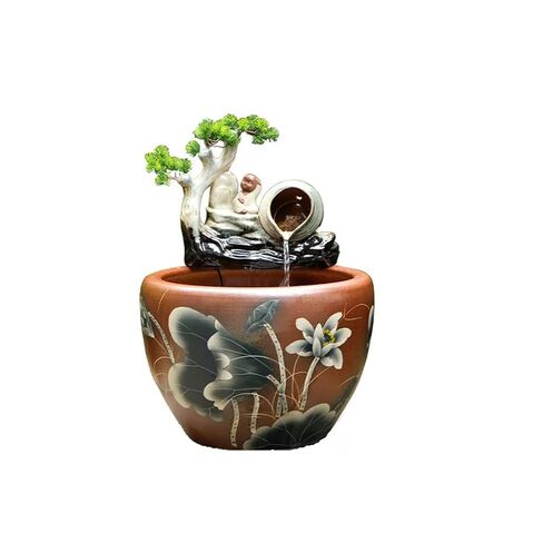 Small Fish Tank Aquarium Fish Tank Courtyard Fish Tank Lotus Fish Tank Flower Pot Outdoor Fish Tank Feng Shui Tank Aquarium Starter Kits Fish Tank Kit(A,63cm) in Kuwait