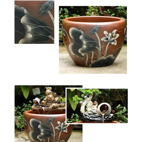 Small Fish Tank Aquarium Fish Tank Courtyard Fish Tank Lotus Fish Tank Flower Pot Outdoor Fish Tank Feng Shui Tank Aquarium Starter Kits Fish Tank Kit(A,63cm) in Kuwait