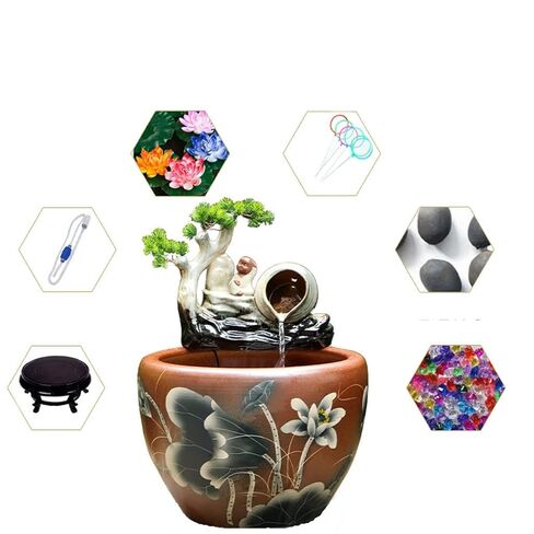 Small Fish Tank Aquarium Fish Tank Courtyard Fish Tank Lotus Fish Tank Flower Pot Outdoor Fish Tank Feng Shui Tank Aquarium Starter Kits Fish Tank Kit(A,63cm) in Kuwait