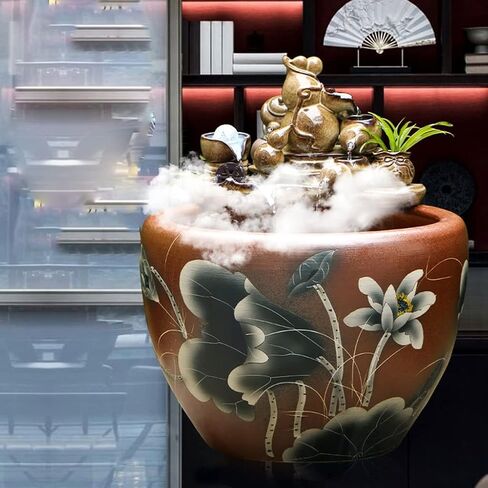 Small Fish Tank Aquarium Fish Tank Courtyard Fish Tank Lotus Fish Tank Flower Pot Outdoor Fish Tank Feng Shui Tank Aquarium Starter Kits Fish Tank Kit(A,63cm) in Kuwait