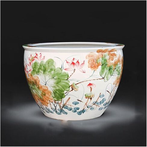 Small Fish Tank Aquarium Ceramic Goldfish Bowl Living Room Fish Culture Tank Garden Lotus Tank Tortoise Large Water Tank Aquarium Starter Kits Fish Tank Kit(B,63cm) in Kuwait