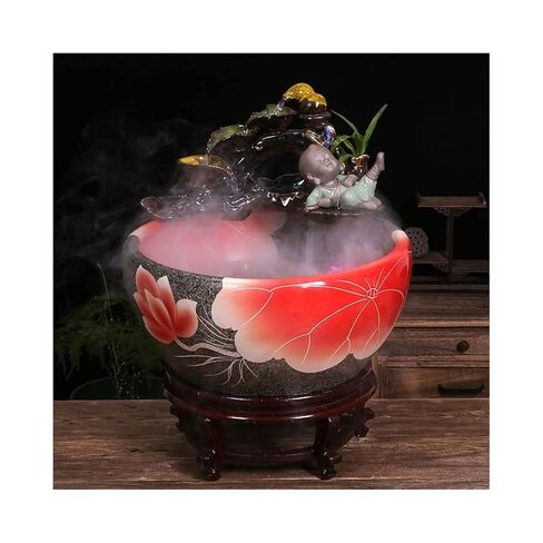 Small Fish Tank Chinese Style Ceramic Fish Tank Living Room Floor-to-Ceiling Circulation Flow Water Office Fish Tank Balcony Courtyard Lotus Fish Culture Tank Fish Tank Kit(A) in Saudi Arabia