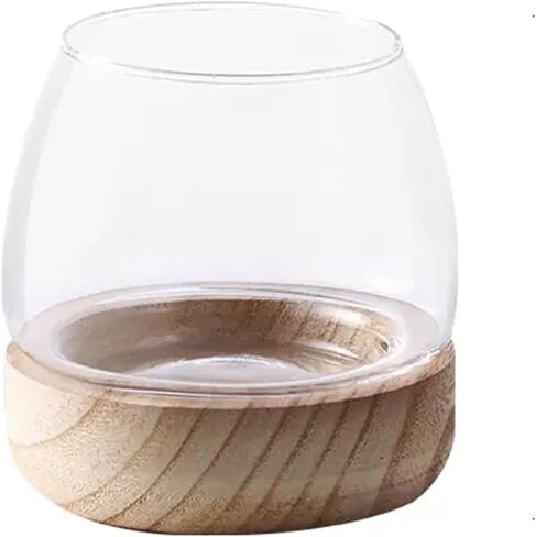 Small Fish Tank Fish Tank Clear Glass Round Aquarium Tank with Wooden Base Ecological Tank Ornamental Fish Special Simple Tank for Aquariums Fish Tank Kit(Medium) in Saudi Arabia