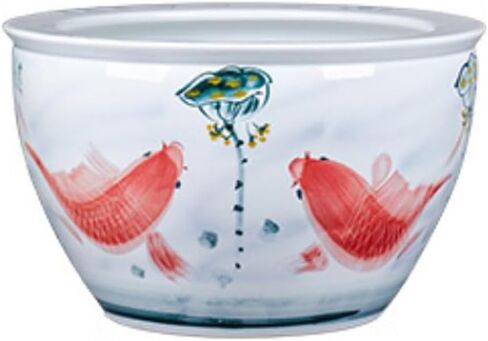 Small Fish Tank Hand-Painted Ceramic Fish Tank Water Tank Balcony Water Lily Lotus Tank Outdoor Garden Decoration Fish Tank Courtyard Fish Tank Kit(41cm) in Saudi Arabia