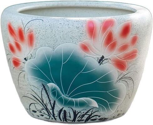 Small Fish Tank Aquarium Fish Tank Retro Large Water Tank Courtyard Fish Culture Tank Balcony Lotus Tank Outdoor Ceramic Goldfish Bowl Fish Tank Kit(A,53cm) in Saudi Arabia