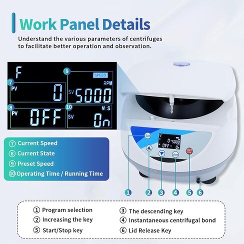Benchtop Centrifuge, 500-5000 r/min Digital Lab Centrifuge with LCD Display and Timer, Max 3074 xg, 6 x 15ml Rotor for Laboratory Clinic PRP Processing in Kuwait