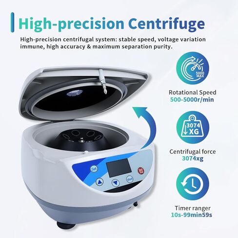 Benchtop Centrifuge, 500-5000 r/min Digital Lab Centrifuge with LCD Display and Timer, Max 3074 xg, 6 x 15ml Rotor for Laboratory Clinic PRP Processing in Kuwait