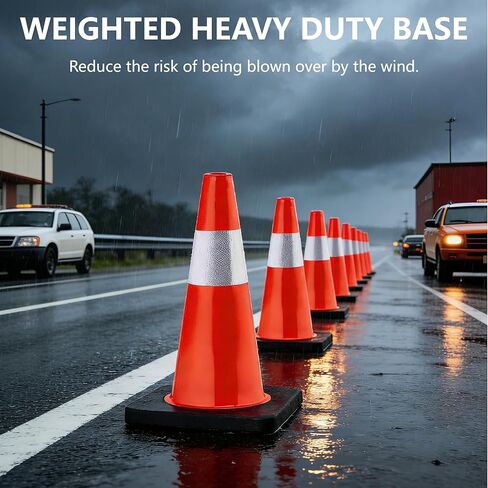 6 Pack Traffic Cones, 18 Inch Orange Safety Cones with Heavy Duty Base & Reflective Collars, High Flexible PVC for Road, Parking, Construction & Sports Training in Saudi Arabia