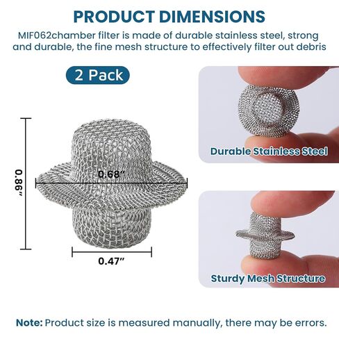 2 Pack MIF062 Fill/Vent Mesh Chamber Filter Fit for Midmark Ritter M9/M9D, M11/M11D,1730E,1730EK,730M for Tuttnauer 1730, 2540, 2340, 3870 Chamber Screen Filter Replacement (Stainless Steel) in Kuwait