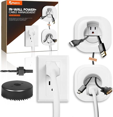 in-Wall Cable Management Kit – Includes Power & Low Voltage Cable Management – Hide Wires Easily with Prewired Design & Hole Saw Drill Attachment for Quick Installation in Saudi Arabia