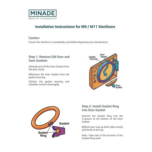 M9 Door Gasket Kit (#002-0361-01) – Compatible with Midmark M9& M9D Ultraclave Steam Sterilizers – Includes Door Gasket (#053-0366-00), Dam Gasket (#053-0903-00), and Gasket Ring (#057-0790-01) in Saudi Arabia