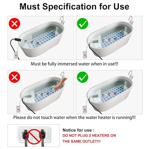 سخان مياه غاطس 1500 واط مع مؤقت رقمي وثرموستات، سخان غاطس محمول 304SS للدلو، حوض الاستحمام، حمام السباحة، التخييم، الإغلاق التلقائي، شاشة LCD، حماية من الحرارة الزائدة in Kuwait