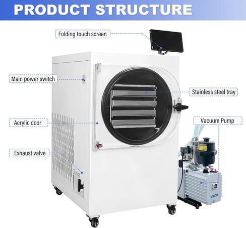 US In Stock LABFENG -60℃ Freeze Dryer for Home & Commercial Use, 4 Large Stainless Steel Trays, 0.46㎡ Drying Area, Fast Efficient Drying for Meat, Fruits, Pet Food in Kuwait