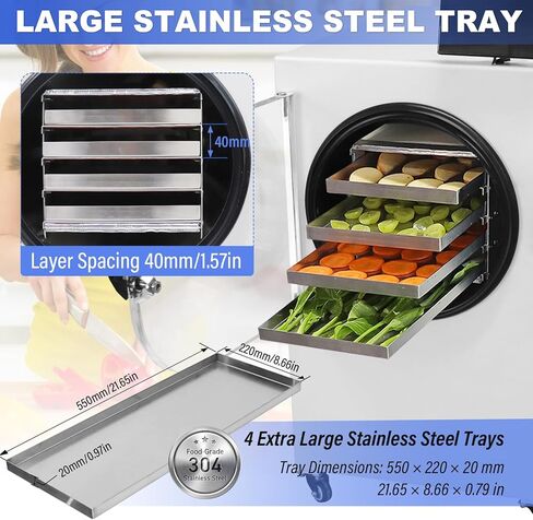 US In Stock LABFENG -60℃ Freeze Dryer for Home & Commercial Use, 4 Large Stainless Steel Trays, 0.46㎡ Drying Area, Fast Efficient Drying for Meat, Fruits, Pet Food in Kuwait