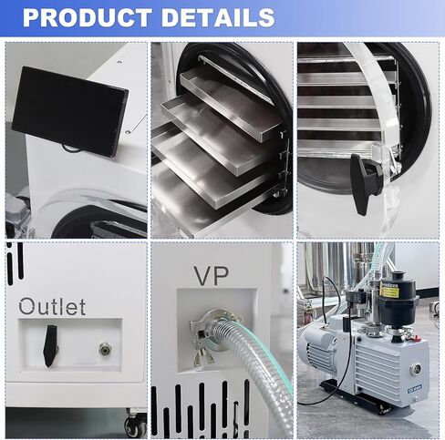 US In Stock LABFENG -60℃ Freeze Dryer for Home & Commercial Use, 4 Large Stainless Steel Trays, 0.46㎡ Drying Area, Fast Efficient Drying for Meat, Fruits, Pet Food in Kuwait