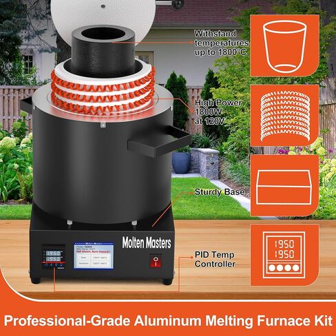 MMasters 7KG Electric Aluminum Melting Furnace Kit, 1800W PID Smelter Kiln, TAF8000 for Scrap Metal Recycling (Below 1000°C) in Kuwait