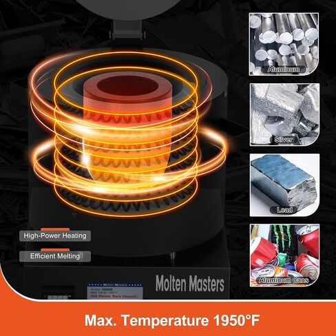 MMasters 7KG Electric Aluminum Melting Furnace Kit, 1800W PID Smelter Kiln, TAF8000 for Scrap Metal Recycling (Below 1000°C) in Kuwait