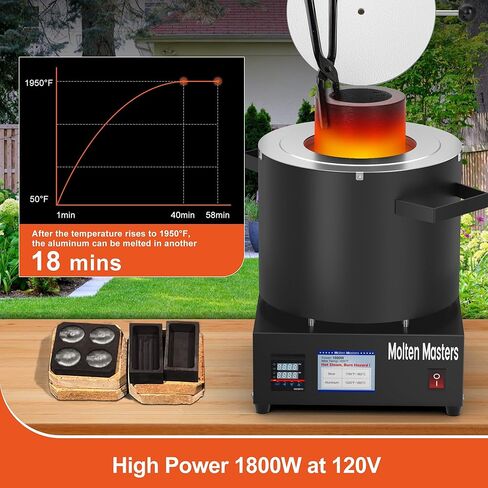 MMasters 7KG Electric Aluminum Melting Furnace Kit, 1800W PID Smelter Kiln, TAF8000 for Scrap Metal Recycling (Below 1000°C) in Kuwait