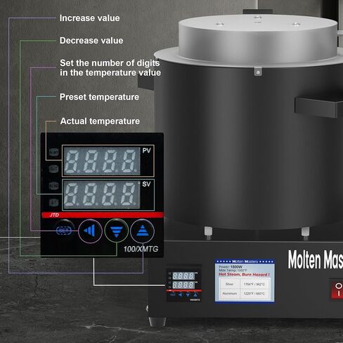 MMasters 7KG Electric Aluminum Melting Furnace Kit, 1800W PID Smelter Kiln, TAF8000 for Scrap Metal Recycling (Below 1000°C) in Kuwait