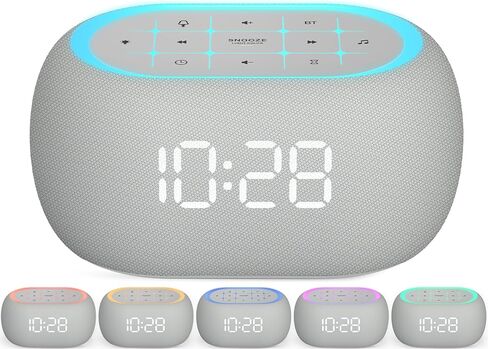 ANJANK Ultra Sound Machine Alarm Clock with 10w Bluetooth Speaker, 20 Relaxing Sounds, 7 Night Lights, 0-100% Dimmer/Sleep Timer/Volume Control, White Noise Machine for Kids Adults Sleeping, Bedroom in Kuwait