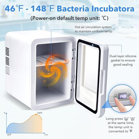 4L Incubator, 46-148℉ Bacteria Incubator, Thermostatic Cabinet Incubator for Lab General Purpose, Petri Dishes, Seed, 12V/110V in Kuwait