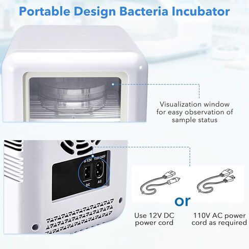4L Incubator, 46-148℉ Bacteria Incubator, Thermostatic Cabinet Incubator for Lab General Purpose, Petri Dishes, Seed, 12V/110V in Kuwait