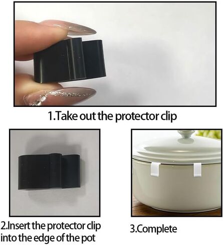 12pcs Dutch Oven Lid Protector Clips – Silicone Pot Lid Bumpers in Black, White & Red for Stacking, Lifting & Displaying Dutch Oven Pots in Kuwait