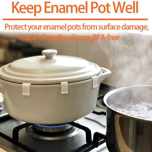 12pcs Dutch Oven Lid Protector Clips – Silicone Pot Lid Bumpers in Black, White & Red for Stacking, Lifting & Displaying Dutch Oven Pots in Kuwait