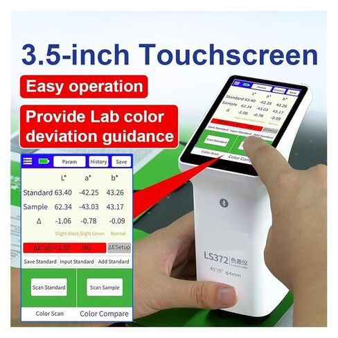LS372 4mm Aperture Colorimeter with Touch Screen for Paint, Plastic, Textile LAB Color Difference Meter Automatic Correction in Kuwait