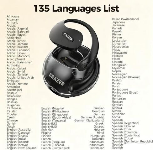 ERAZER X8 AI Language Translation Earbuds, Real-Time Translator Earbuds for 135 Languages, 3-in-1 Two-Way Translation Device with APP for iOS&Android, Translation Headphones for Travel Business in Kuwait