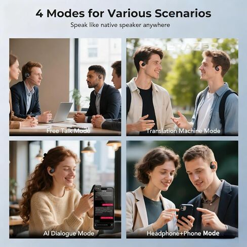 ERAZER X8 AI Language Translation Earbuds, Real-Time Translator Earbuds for 135 Languages, 3-in-1 Two-Way Translation Device with APP for iOS&Android, Translation Headphones for Travel Business in Kuwait