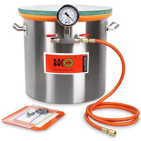 bacoeng 3 جالون 4.5 cfm غرفة فراغ غطاء الزجاج المقسى مع مضخة، مجموعة غرفة التفريغ لتثبيت الخشب، تفريغ السيليكون، الإيبوكسي والزيوت الأساسية in Kuwait