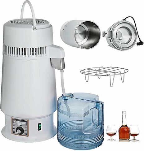 4L Water Distiller, Electric Countertop Alcohol Distiller1L/H Home Pure Water Alcohol Distiller Filter Machine, Stainless Steel Inner, Adjustable Temperature, Overheat Protection in Saudi Arabia