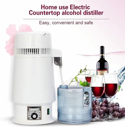 4L Water Distiller, Electric Countertop Alcohol Distiller1L/H Home Pure Water Alcohol Distiller Filter Machine, Stainless Steel Inner, Adjustable Temperature, Overheat Protection in Saudi Arabia