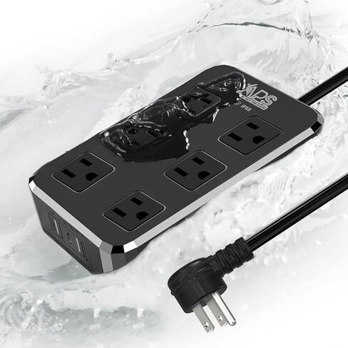 Outdoor Power Strip Weatherproof, Waterproof Surge Protector with 6 Wide Outlet with 3 USB Ports, 10FT Extension Cord,1875W Overload Protection,Outlet Extender for Christmas Lights ETL Listed Black in Kuwait