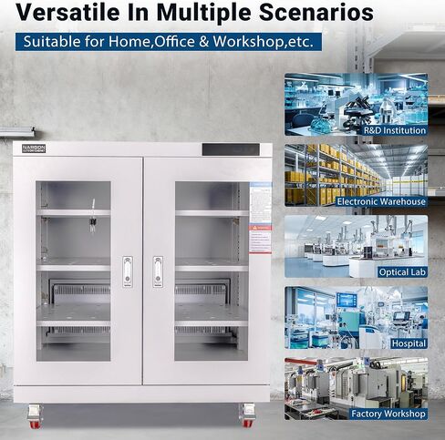 خزانة NARGON 2-40% RH 450L الإلكترونية الجافة، خزانة تجفيف ESD لتخزين العدسات البصرية، مجموعات РСВ، الرقاقة، المكونات الإلكترونية، أشباه الموصلات، المواد الكيميائية المخبرية، موديل NMC452B in Kuwait