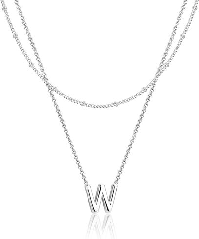 Gold Initial Necklace for Women Silver Layered Letter Jewelry Dainty A-Z Tiny Pendant Choker Necklace Personalized Monogram Name Necklace Waterproof Non Tarnish,Jewelry Gift for Women in Kuwait