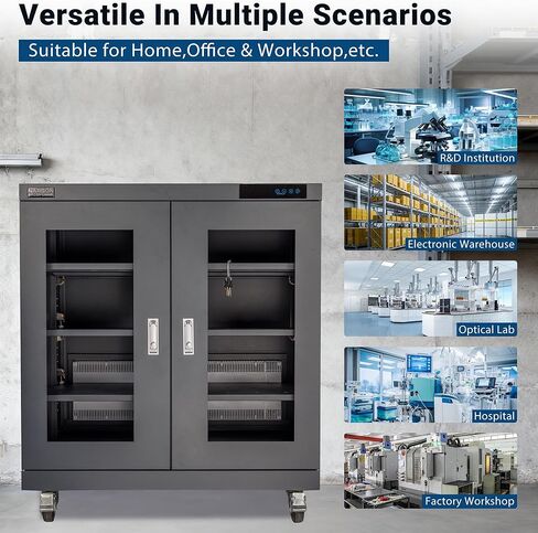 خزانة NARGON 2-40% RH 320L الإلكترونية الجافة، خزانة تجفيف ESD لتخزين العدسات البصرية، مجموعات РСВ، الرقاقة، المكونات الإلكترونية، أشباه الموصلات، المواد الكيميائية المخبرية، الموديل NMC322BF in Kuwait