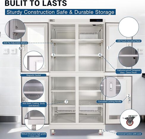 NARGON 2-40% RH 880L الخزانة الجافة الإلكترونية، خزانة المجفف ESD لتخزين العدسات البصرية، تجميعات РСВ، الرقاقة، المكونات الإلكترونية، أشباه الموصلات، المواد الكيميائية المخبرية، الموديل NMC884B in Kuwait