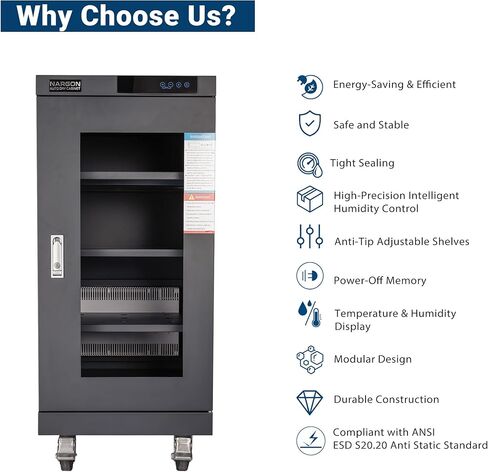 NARGON 1-20% RH 160L الخزانة الجافة الإلكترونية، خزانة المجفف ESD لتخزين العدسات البصرية، تجميعات РСВ، الرقاقة، المكونات الإلكترونية، أشباه الموصلات، المواد الكيميائية المخبرية، الموديل NMC161CF in Kuwait
