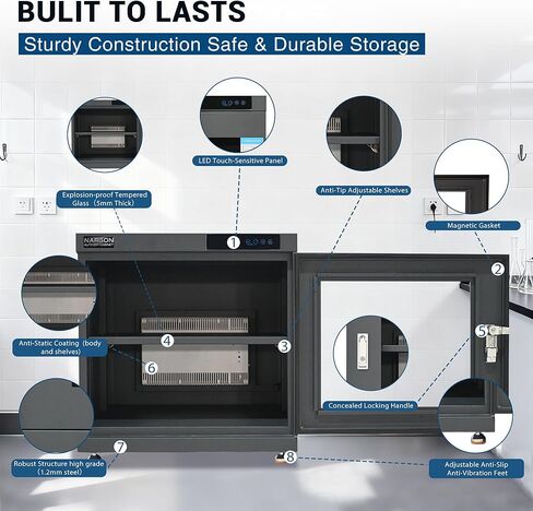 NARGON 1-20% RH 140L الخزانة الجافة الإلكترونية، خزانة المجفف ESD لتخزين العدسات البصرية، تجميعات РСВ، الرقاقة، المكونات الإلكترونية، أشباه الموصلات، المواد الكيميائية المخبرية، الموديل NMC141CF in Kuwait