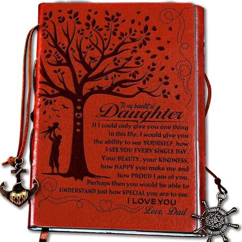 Personalized Journal for Daughter – Gifts for Daughter from Dad, Faux Leather Refillable Notebook, Thoughtful Birthday, Graduation, and Christmas Gift in Saudi Arabia