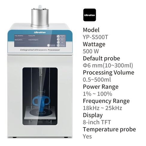 Ultrasonic Homogenizer,lab Homogenizer Ultrasonic with Temperature Probe,Electric Lifting,YP-S500T,0.5-500ml (500, Watts) in Saudi Arabia