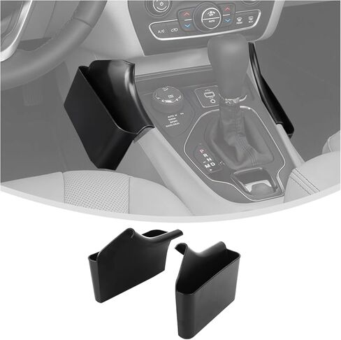 منظم تخزين وحدة التحكم المركزية Linskip متوافق مع Jeep Cherokee 2014-2023، صينية جانبية لنقل التروس، ملحقات داخلية (أسود) in Kuwait