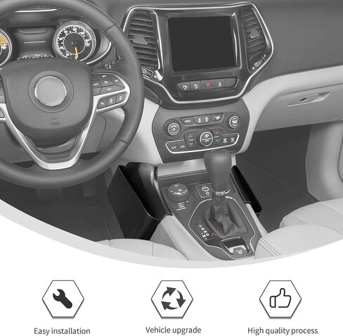 منظم تخزين وحدة التحكم المركزية Linskip متوافق مع Jeep Cherokee 2014-2023، صينية جانبية لنقل التروس، ملحقات داخلية (أسود) in Kuwait